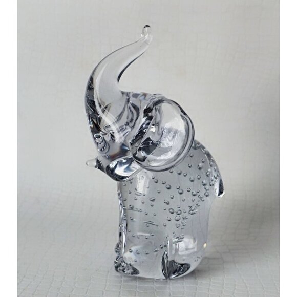 Vintage Murano Glass Elephant Suspended Controlled Bubbles Paperweight Figurine - Picture 4 of 4